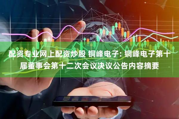 配资专业网上配资炒股 铜峰电子: 铜峰电子第十届董事会第十二次会议决议公告内容摘要